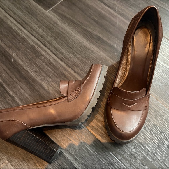 Shoes - Brown Women's Loafer Heels